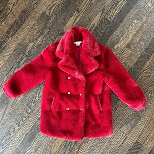 CHLOE Girls Faux Fur Red Coat 8